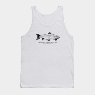 Landlocked Salmon with Common and Latin Names - fish design on white Tank Top